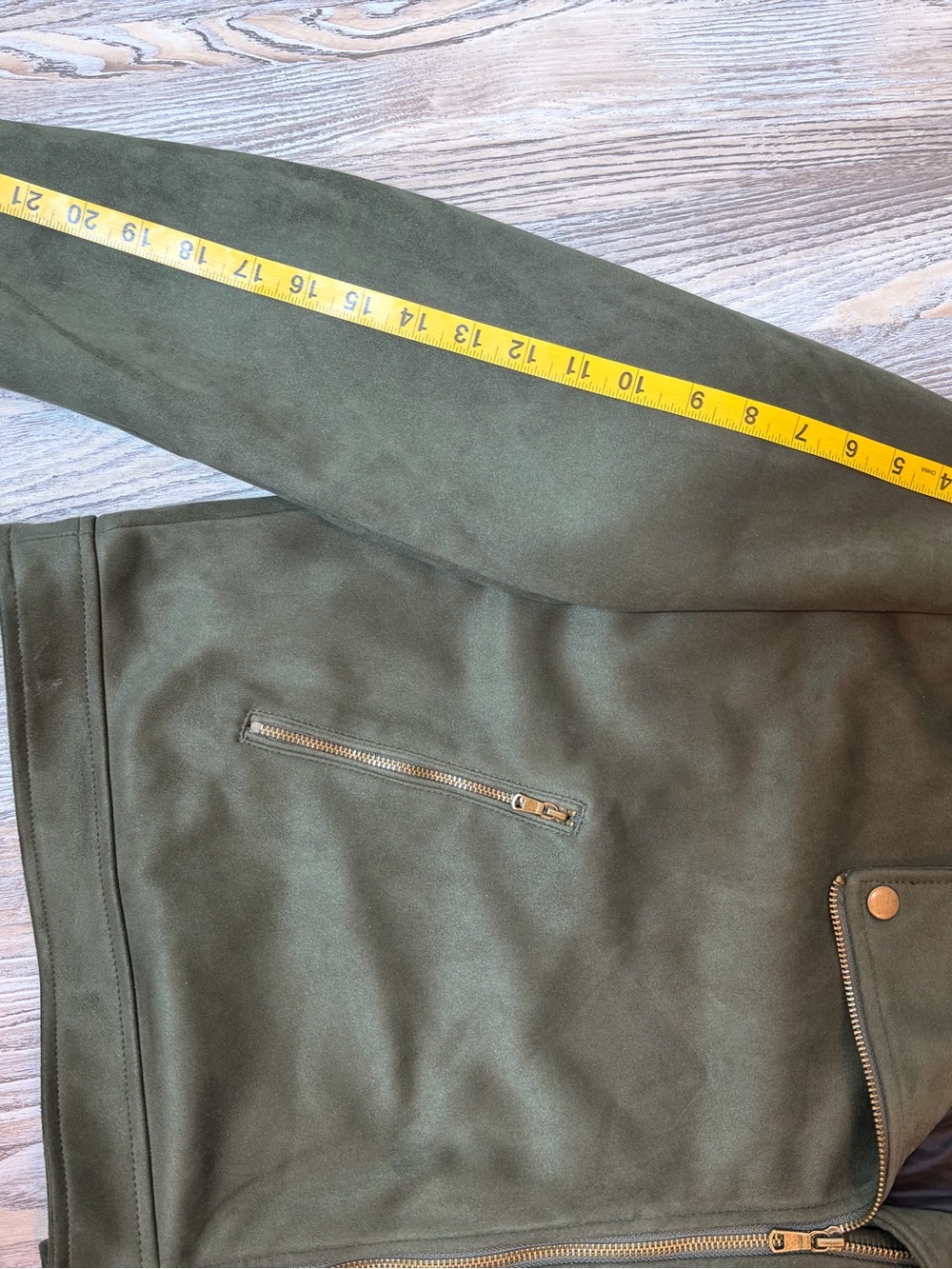 Banana Republic Factory Olive Green Suede Moto Jacket with Gold Hardware XL - Picture 7 of 9